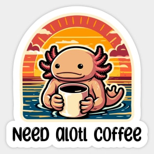 Cute Axolotl Coffee Lover Gifts Sticker